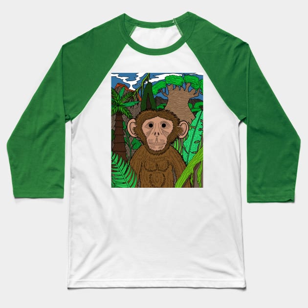 A Monkey In The Wild! Baseball T-Shirt by Nice Art Dude